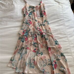 Parker Floral Slip Dress in Cream with Pink & Blue Blooms